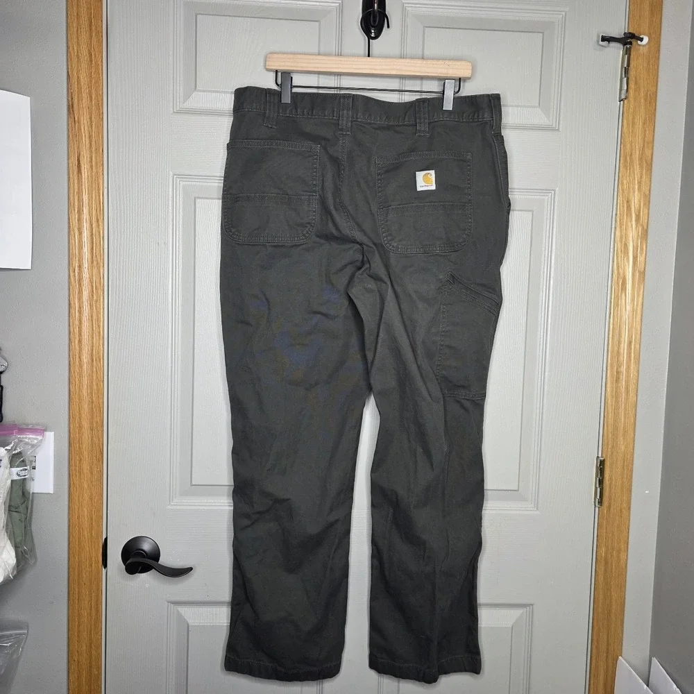 Carhartt Rugged Flex Relaxed Fit Canvas Work Pants Gray Men's 38x32 BN2291